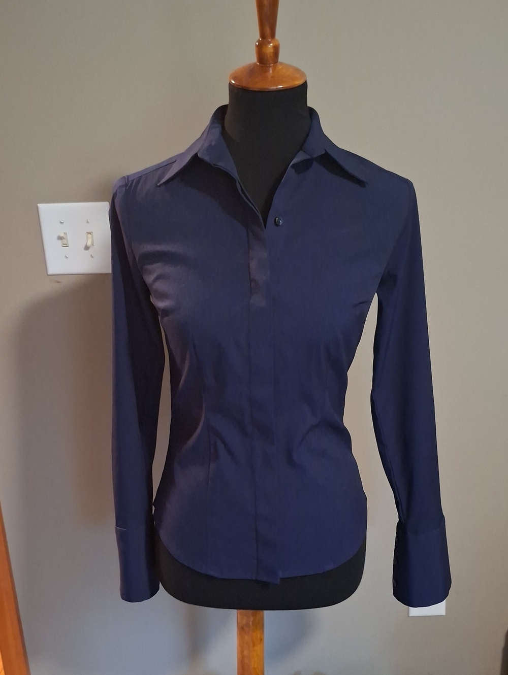 Express Navy Fitted Button-Down Shirt
